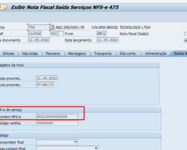 Exibi&ccedil;&atilde;o de NFe de Sa&iacute;da de Servi&ccedil;os